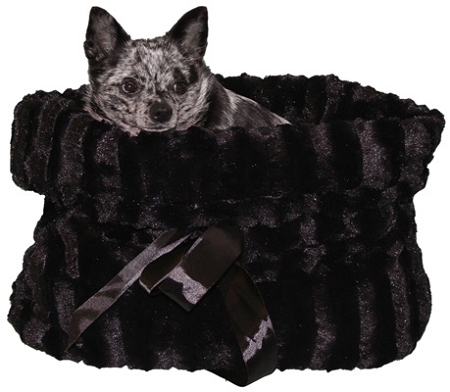 Black Reversible Snuggle Bugs Pet Bed, Bag, and Car Seat in One